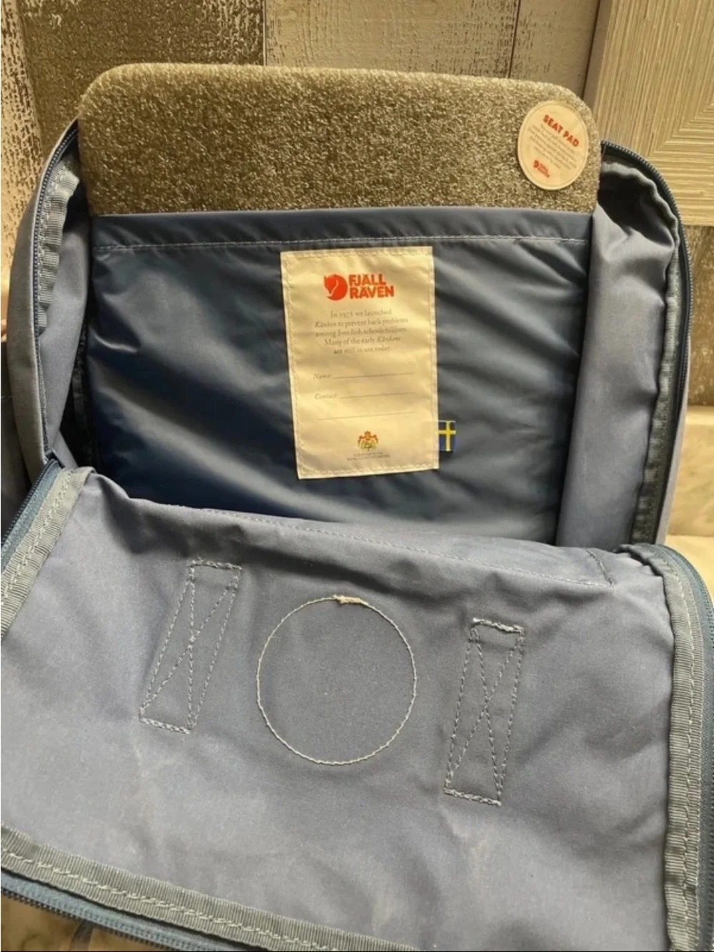 Fjallraven Kanken Backpack in Slate Blue with Red Logo